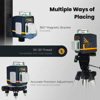 CIGMAN CM720 Laser Level Self Leveling 2 x 360° Green Cross Line Rechargeable Tools Kings Warehouse 