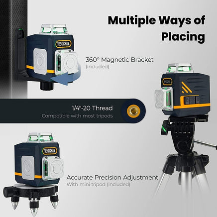 CIGMAN CM720 Laser Level Self Leveling 2 x 360° Green Cross Line Rechargeable Tools Kings Warehouse 