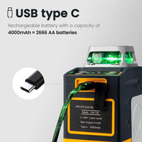 CIGMAN CM720 Laser Level Self Leveling 2 x 360° Green Cross Line Rechargeable Tools Kings Warehouse 