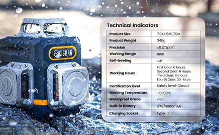 CIGMAN Laser Level Self Leveling 3x360° 3D Green Cross Line for Construction and Picture Hanging, Rechargeable battery, Remote Controller, Magnetic Rotating Stand Included Home & Garden Kings Warehouse 