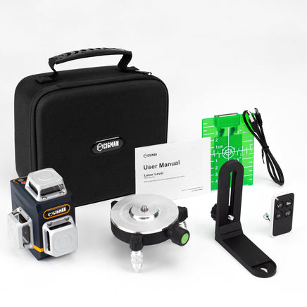 CIGMAN Laser Level Self Leveling 3x360° 3D Green Cross Line for Construction and Picture Hanging, Rechargeable battery, Remote Controller, Magnetic Rotating Stand Included Home & Garden Kings Warehouse 