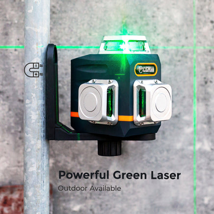 CIGMAN Laser Level Self Leveling 3x360° 3D Green Cross Line for Construction and Picture Hanging, Rechargeable battery, Remote Controller, Magnetic Rotating Stand Included Home & Garden Kings Warehouse 