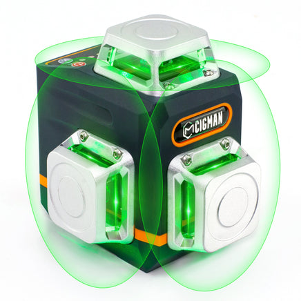 CIGMAN Laser Level Self Leveling 3x360° 3D Green Cross Line for Construction and Picture Hanging, Rechargeable battery, Remote Controller, Magnetic Rotating Stand Included Home & Garden Kings Warehouse 
