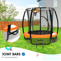 Classic 6ft Outdoor Round Orange Trampoline Safety Enclosure And Basketball Hoop Set Sports & Fitness Kings Warehouse 