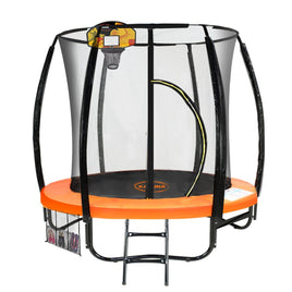 Classic 6ft Outdoor Round Orange Trampoline Safety Enclosure And Basketball Hoop Set Sports & Fitness Kings Warehouse 