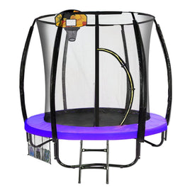 Classic 6ft Trampoline Free Ladder Spring Mat Net Safety Pad Cover Round Enclosure Basketball Set - Purple Sports & Fitness Kings Warehouse 