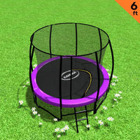 Classic 6ft Trampoline Round Outdoor Free Safety Net Spring Pad Cover Mat Purple Kings Warehouse 