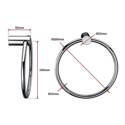Classic Chrome Towel Bar Rail Ring Bathroom Home & Garden Kings Warehouse 