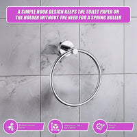 Classic Chrome Towel Bar Rail Ring Bathroom Home & Garden Kings Warehouse 