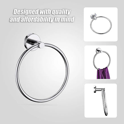 Classic Chrome Towel Bar Rail Ring Bathroom Home & Garden Kings Warehouse 