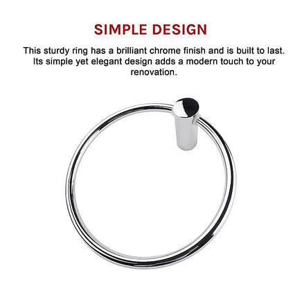 Classic Chrome Towel Bar Rail Ring Bathroom Home & Garden Kings Warehouse 