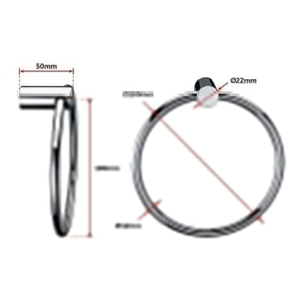 Classic Chrome Towel Bar Rail Ring Bathroom Home & Garden Kings Warehouse 