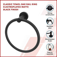 Classic Towel Bar Rail Ring Electroplated Matte Black Finish Kings Warehouse 