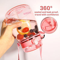 Clear Large Water Bottle Water Jug with Adjustable Shoulder Strap - Pink Home & Garden Kings Warehouse 