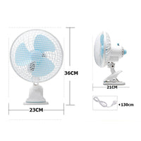 Clip Fan 180mm 2 Speed Power Saver Oscillating Grow Tent Hydroponics/ Desk Fan Kings Warehouse 