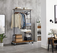 Clothing Garment Rack on Wheels with 5-Tier, Industrial Pipe Style, Rustic Brown Home & Garden Kings Warehouse 