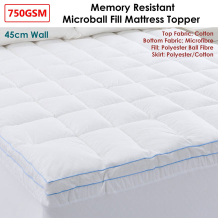 Cloudland 750GSM Memory Resistant Microball Fill Mattress Topper Super King Home & Garden Kings Warehouse 