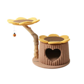 CMISSTREE Heart Shaped Cat House With Sunflower Cat Tree Pet Care Kings Warehouse 