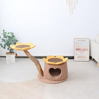 CMISSTREE Heart Shaped Cat House With Sunflower Cat Tree Pet Care Kings Warehouse 
