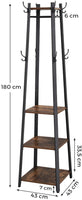 Coat Rack with 3 Shelves with Hooks Rustic Brown and Black Furniture Kings Warehouse 