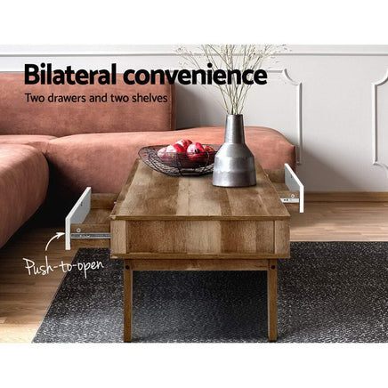Coffee Table 2 Drawers Walnut Serena Furniture Kings Warehouse 