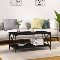 Coffee Table Black 100x50x45 cm Engineered Wood and Iron Kings Warehouse 