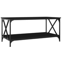 Coffee Table Black 100x50x45 cm Engineered Wood and Iron Kings Warehouse 