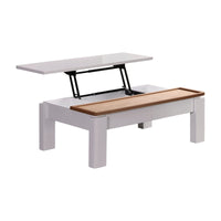 Coffee Table High Gloss Finish Lift Up Top MDF White Ash Colour Interior Storage Furniture Kings Warehouse 