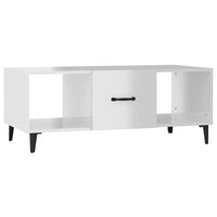 Coffee Table High Gloss White 102x50x40 cm Engineered Wood living room Kings Warehouse 