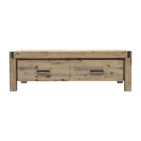 Coffee Table Solid Acacia Wood & Veneer 1 Drawers Storage Oak Colour Furniture Kings Warehouse 