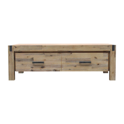 Coffee Table Solid Acacia Wood & Veneer 1 Drawers Storage Oak Colour Furniture Kings Warehouse 