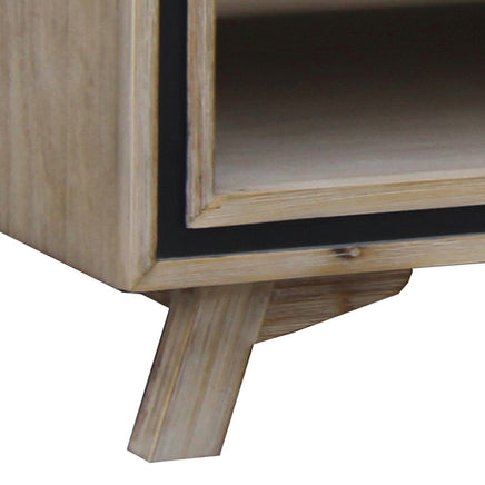 Coffee Table Solid Wood Acacia & Veneer Frame 2 Drawers Storage Sliver Brush Colour Furniture Kings Warehouse 