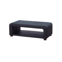 Coffee Table Upholstered PU Leather in Black Colour with open storage Furniture Kings Warehouse 