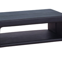 Coffee Table Upholstered PU Leather in Black Colour with open storage Furniture Kings Warehouse 