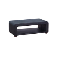 Coffee Table Upholstered PU Leather in Black Colour with open storage Furniture Kings Warehouse 