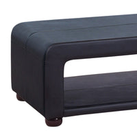 Coffee Table Upholstered PU Leather in Black Colour with open storage Furniture Kings Warehouse 