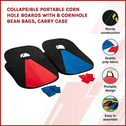 Collapsible Portable Corn Hole Boards With 8 Cornhole Bean Bags, Carry Case Kings Warehouse 