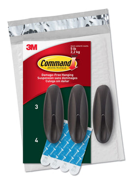 Command Outdoor Metallic Bronze Value Pack, 3 Hooks and 4 Strips, AW083BZ-3NA Kings Warehouse 