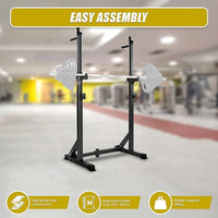 Commercial Squat Rack Adjustable Pair Fitness Exercise Weight Lifting Gym Barbell Stand Sports & Fitness Kings Warehouse 