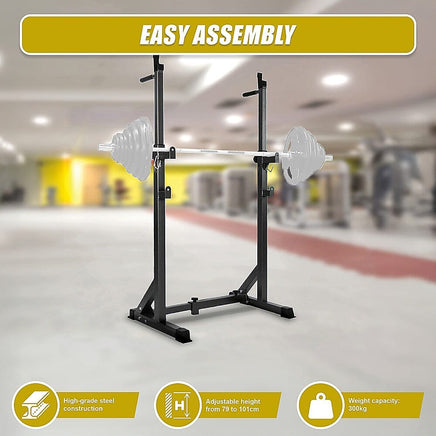 Commercial Squat Rack Adjustable Pair Fitness Exercise Weight Lifting Gym Barbell Stand Sports & Fitness Kings Warehouse 