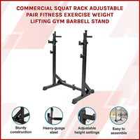 Commercial Squat Rack Adjustable Pair Fitness Exercise Weight Lifting Gym Barbell Stand Sports & Fitness Kings Warehouse 