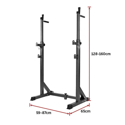 Commercial Squat Rack Adjustable Pair Fitness Exercise Weight Lifting Gym Barbell Stand Sports & Fitness Kings Warehouse 