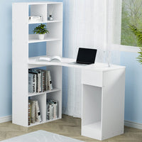 Computer Desk Bookshelf Drawer Cabinet White 120CM Furniture Kings Warehouse 