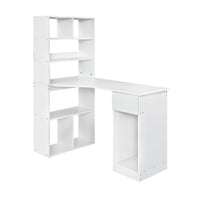 Computer Desk Bookshelf Drawer Cabinet White 120CM Furniture Kings Warehouse 