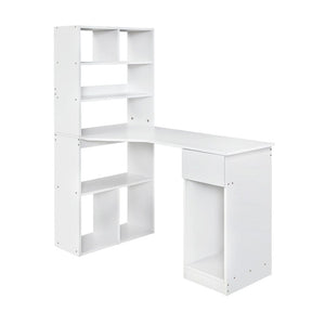 Computer Desk Bookshelf Drawer Cabinet White 120CM Furniture Kings Warehouse 