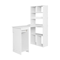 Computer Desk Bookshelf Drawer Cabinet White 120CM Furniture Kings Warehouse 