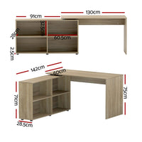 Computer Desk Bookshelf Oak 130CM Furniture Kings Warehouse 