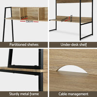 Computer Desk Bookshelf Storage 100CM Oak Furniture Kings Warehouse 