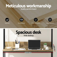 Computer Desk Bookshelf Storage 100CM Oak Furniture Kings Warehouse 