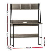 Computer Desk Bookshelf Storage Grey 100CM Furniture Kings Warehouse 